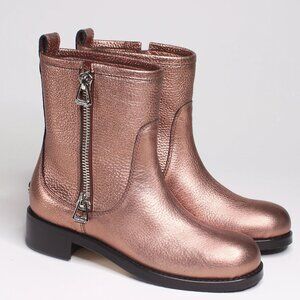 JIMMY CHOO Dondo Rosewood Grainy Calf Leather Biker Boots